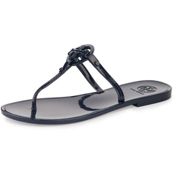blue tory burch jelly sandals